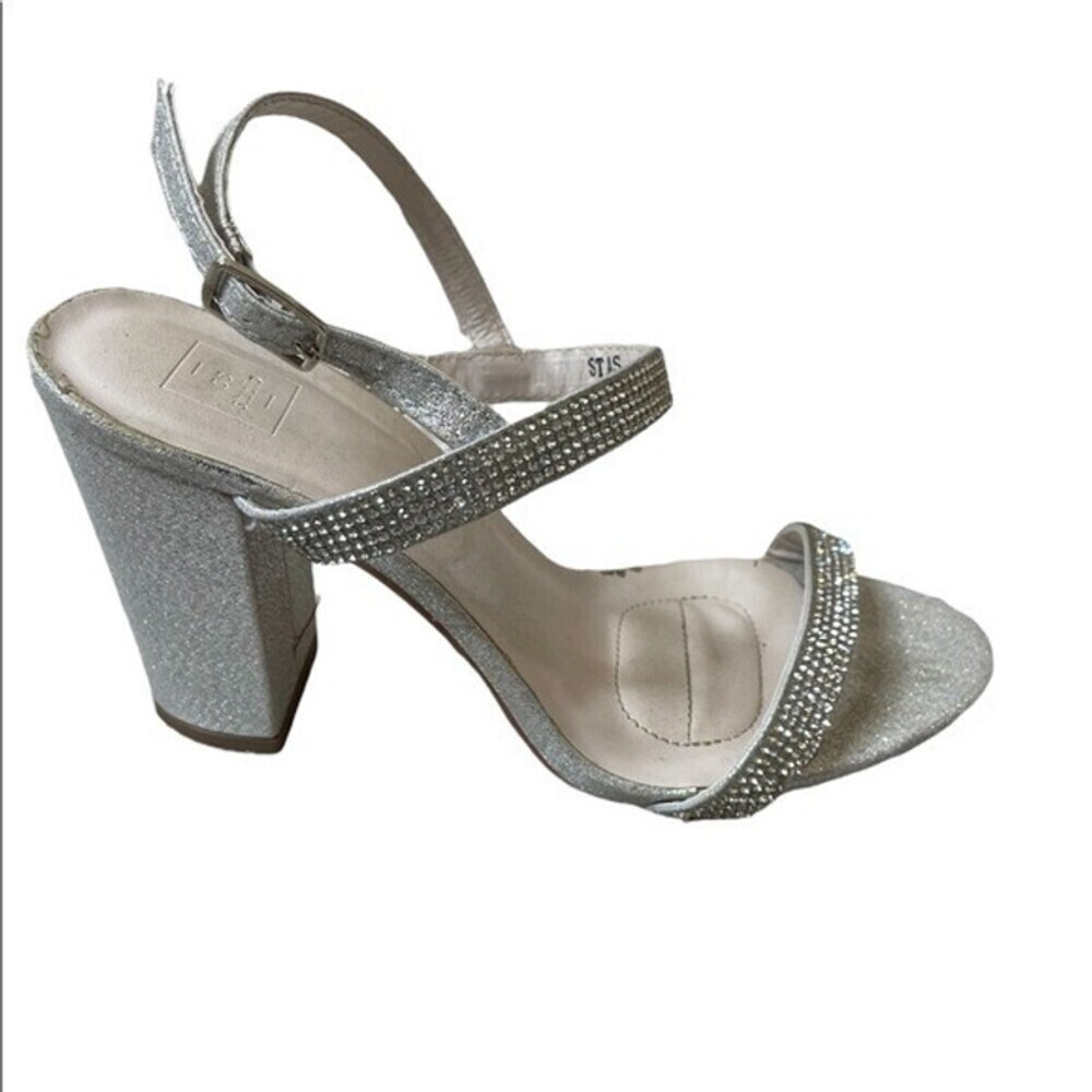 Crystal Block Heel Sandals with Shimmering Accents | David's Bridal SZ 6